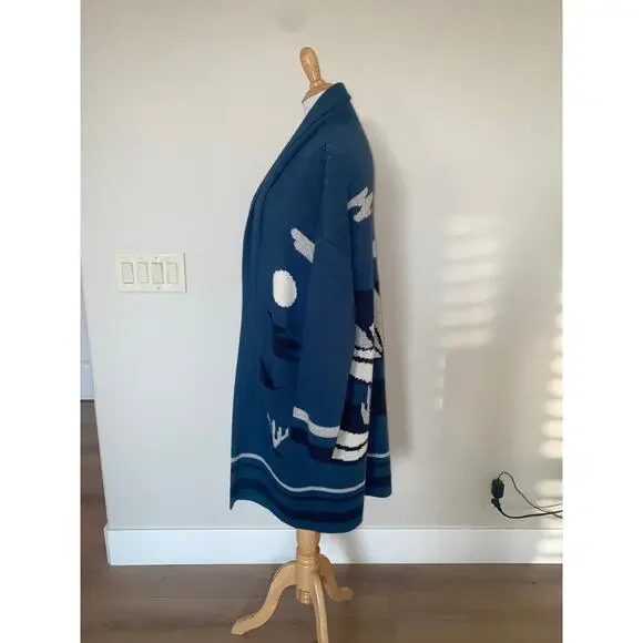 MOTHER The Patch Pocket Hip Alpaca Blend Long Cardigan Blue